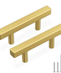 20 Pack Gold Cabinet Handles And Drawer Pulls In Brushed Brass Finish, 2-1/2 Inch Center To Center, Stainless Steel Hollow Bar, with Screws
