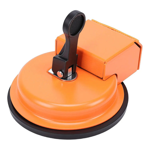 Orange Floor Gap Fixer Tool Pro Grade With 180Lbs Suction Power Portable 4.5 Inch Suction Cup Ergonomic Design on white background