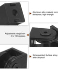 4 Pack Die Cast Aluminum Pivot Joints With 180 Degree Adjustable Flexible Connectors For 2020 Aluminum Extrusion Profile, 6mm Aperture, Black, Durable Zinc Alloy Hinges For DIY Projects, black 0-180° pivot joint close-up