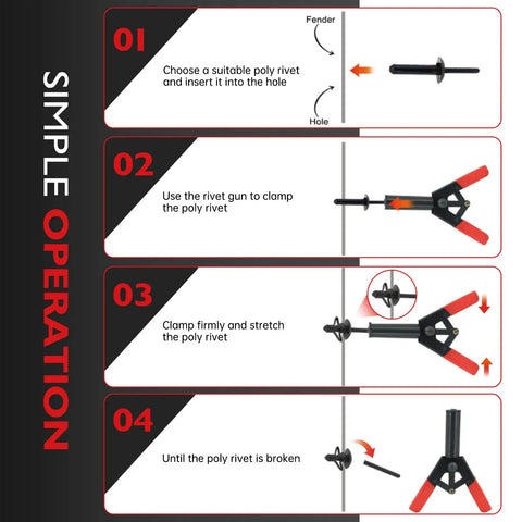 Heavy Duty Plastic Rivet Gun And 82 Pc Complete Kit Featuring Solid Alloy Steel Construction Paired With Resilient Black Nylon Trim Clips For Knockout Auto Body Work And Dead Easy Garage Setup