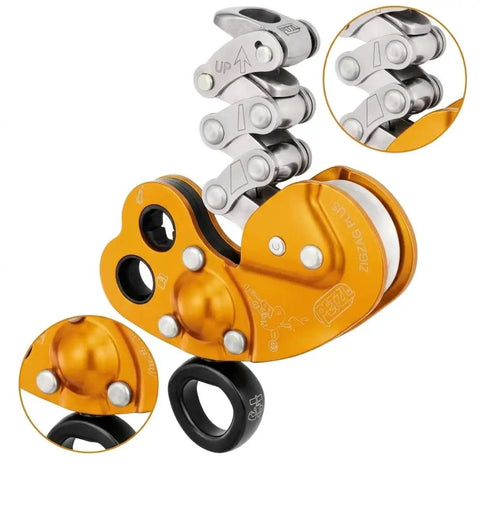 Zigzag Plus Descender For Arborists With Smooth Rope Feed And Auto Locking Friction Chain Tree Climbing Rope Descender