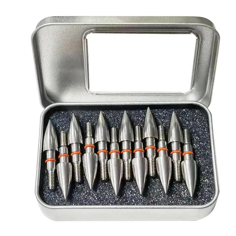 100 Grain Screw In Archery Field Points Arrowheads Five Sixteenth Inch Stainless Steel CNC Lathe Crafted High Precision Pack Of 12 in box