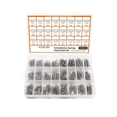 Top Rated 304 Stainless Steel Compression Springs Kit With 392 Pieces In 24 Sweet Sizes For Tough DIY Auto Fixes And Heavy Industrial Repairs That Won'T Rust And Keep Your Gear Running Smooth. 392-piece 304 stainless steel compression springs assortment box, 24 sizes