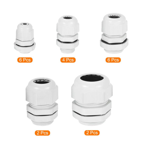 20 Pack Cable Gland Kit 1 Quarter Inch 3 Eighth Inch 1 Half Inch 3 Quarter Inch 1 Inch Adjustable Waterproof Nylon Conduit Connectors