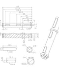 Technical drawing of NMRV040 stepper motor shaft kit parts and dimensions.