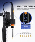 Vertical Heat Set Insert Press Tool With 90W Soldering Iron For 3D Printing showing real-time display on linear rail.
