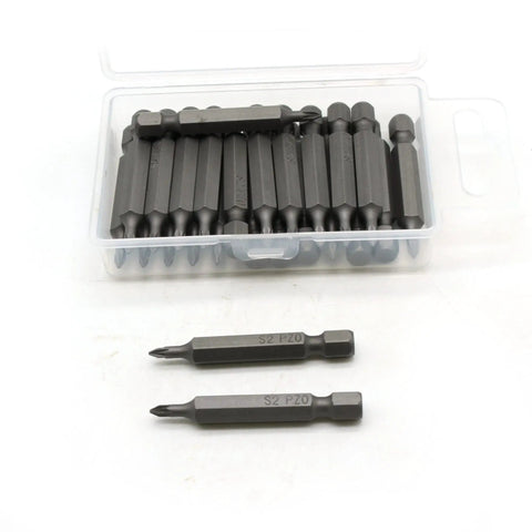 25 Pc PZ0 Pozi Drive Impact Ready Screwdriver Insert Bits Set 2 Inch Long 1/4 Inch Hex Shank Quick Release Case Pro Grade Heavy Duty