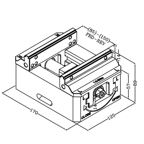 Heavy Duty Cnc Self Centering Milling Vise Pro Shop Ironclad Grip Precision Tool with dimensions and locking mechanism illustrated.