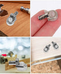 Collage of 24Pcs Zinc Alloy Cabinet Shelf Pins With Strong Grip For Stable Shelves In Kitchen Cabinets shown in use and detail