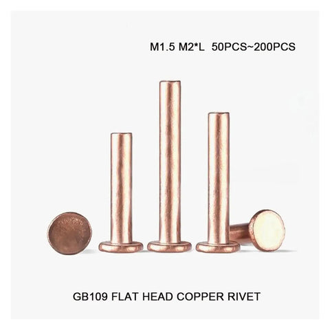 Red Brass Kickass Rivets In 50 To 200 Pack Flat Head Copper Fasteners For Pro Hardware Repairs And Weekend Shop Builds Top Tier M1.5 M2 Options 1.5 Mm Diameter 3 Mm To 12 Mm Length