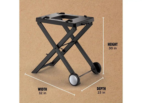 Woodfire Collapsible Outdoor Grill Stand For OG700 OG300 OO101 Series with foldable legs and wheels, 30in height.