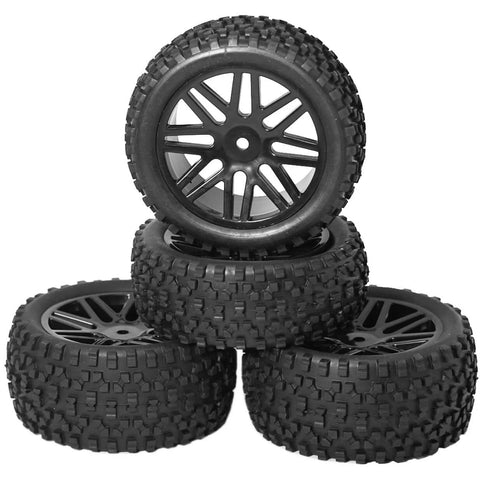 Beefy 88mm 3.46 Inch Off Road RC Tire Set With Sponge Inner And 12mm Hex Wheel Rims For 1 To 10 Scale Buggy Cars Durable Rubber Tires