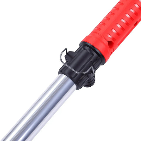 Close-up of Heavy Duty Cordless Stick Transfer Pump With 720 GPH Flow For Diesel Gas And Water Use showing sturdy handle and secure connections.