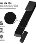Stainless Steel Over The Door Shower Hooks For Frameless Glass Doors 7.5 Inch Extended T Shape Towel Hanger Black Finish with Anti Slip Mat