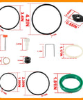 Air Motor Repair Kit 238286 Replacement For 5 To 1 Fire Ball 300 Pumps Upper And Lower Repair Parts with component dimensions