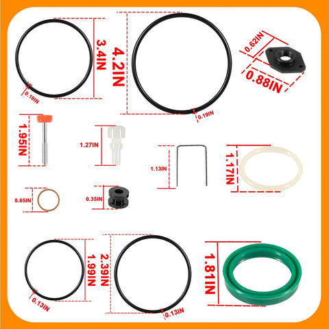 Air Motor Repair Kit 238286 Replacement For 5 To 1 Fire Ball 300 Pumps Upper And Lower Repair Parts with component dimensions