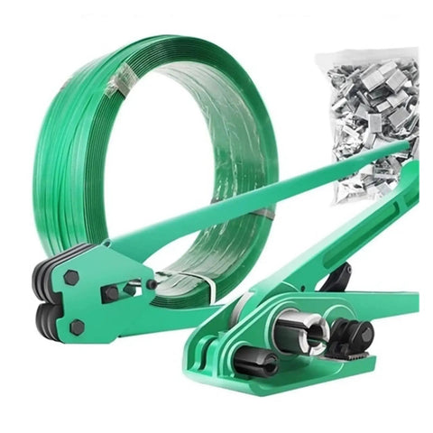 Heavy Duty Manual Strapping Machine Kit with Tensioner And Sealer For Pet And Pp Plastic Banding Up To Three Quarters Inch Wide and supplies.
