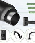 Close-up of Wrap Around Blackout Curtain Rods 28 To 48 Inch Adjustable Window Rod with matte black finish and mounting brackets
