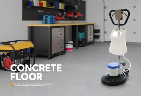 Heavy Duty 17 Inch Floor Buffer Polisher Machine With 1200W Motor And Rugged Metal Body 110V Power 175 RPM in a garage