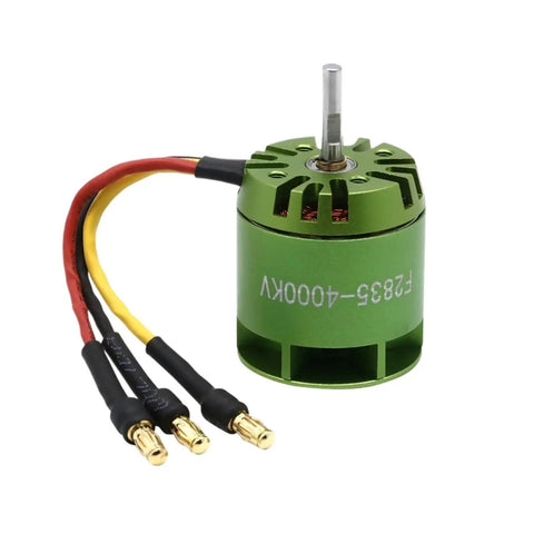 4000KV Brushless Outrunner RC Motor For Drones, Helicopters, And Planes, green aluminum housing with connector wires