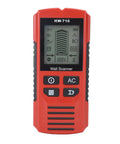 Aqur2020 Stud Finder Wall Scanner, 7 in 1 Electronic Wood Metal Wire Detector with 3 Depth Settings, red device with screen and buttons.