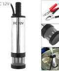 Heavy Duty 12V Submersible Electric Pump For Diesel Fuel Water Oil Transfer 38Mm Compact Aluminum Build with mesh filter and clamps.