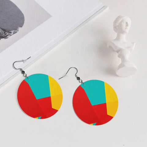 Lowkey Fresh Irregular Grid Pattern Dangle Earrings For Women Crafted From Smooth Pvc Leather Featuring Ultra Lightweight Silver Plated Hooks Comfortable For Sensitive Ears Daily Streetwear Vibe with colorful geometric design.