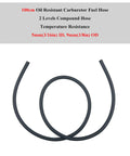 Three Sixteenth Inch Gas Fuel Line Hose in black, 100cm length, 5mm ID, 9mm OD, oil-resistant material for small engine applications.
