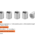 100 Pack Stainless Steel Helical Thread Inserts M8 X 1.25 2D Length For Helicoil Repair, SS304 Coil Wire Inserts For Damaged Threads