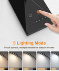 Close-up of touch control on Dope LED Desk Lamp With USB Charging Port, showing 5 color modes and 6 brightness levels.