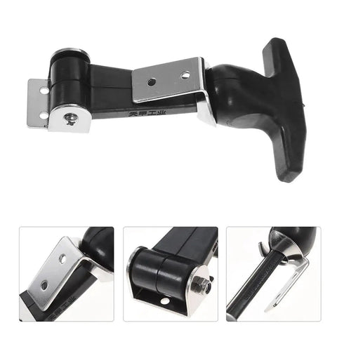 Close-up of Beefy Rubber Latch Set 4 Pack With Stainless Steel Buckles and Spring Tension, showing T-handle and mounting hardware.