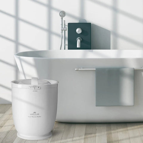 Large Towel Warmer Bucket For Two Oversized Towels And More With Built In Timer 15 30 45 Or 60 Minutes Heats Towels From Inside And Out Making Home Spa Sessions Cozy No Fuss For Robes Blankets And More Easy On Off By Holding The Power Button