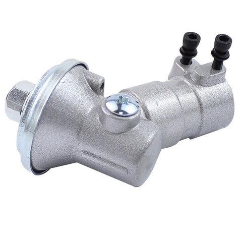 Close-up of Gear Head Gearbox Replacement for Redmax TRZ230S BCZ260S and Husqvarna Trimmers 323 326 327, silver finish