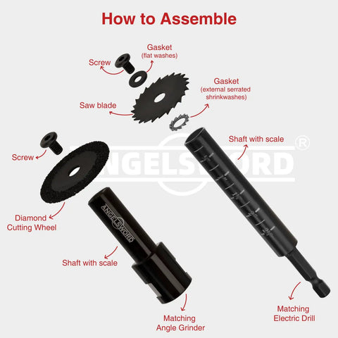 Image showing assembly of Inside Pipe Cutter For PVC Pipe With Diamond Grit Blade And Deburring Tool Versatile 8 Piece Set.