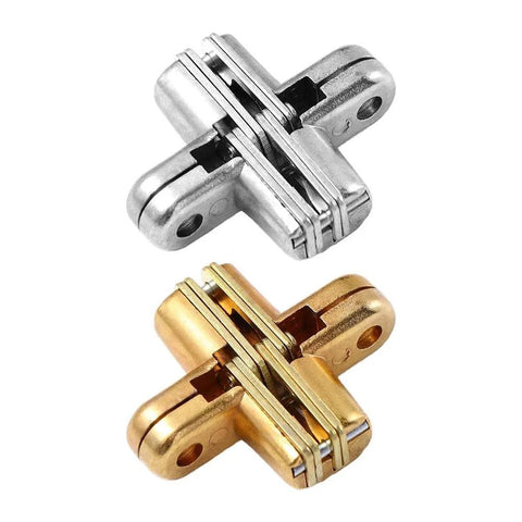 Hidden Cross Hinges For Doors 4 Pack 180 Degree Opening Stainless Steel Satin Finish Invisible Gate Hinges For Folding Doors Cabinets Chests And Wooden Boxes Vctitil