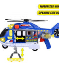 Blue rescue helicopter toy with motorized winch and opening side door, featuring Totally Rad Multicolor Micro Helicopter Toy 203307002