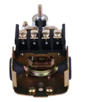 Front view of Pumptrol 30-50 psi pressure switch for well pump with brass base, black terminal block, and screw terminals.