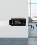 Wall Mount 4U Server Cabinet, Heavy Duty Steel Network Rack With Tempered Glass Door And Key Lock, built into a wall with network equipment inside.