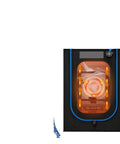 All In One 3D Printer Enclosure With LED Light Integrated Thermometer And Quiet Ventilation Kit shown in black and orange.