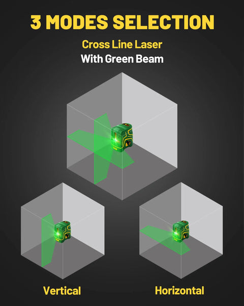 X2 Self Leveling Laser Level With 2.2Ah Rechargeable Battery, 197ft Range, Outdoor Pulse Mode green beams in vertical and horizontal modes