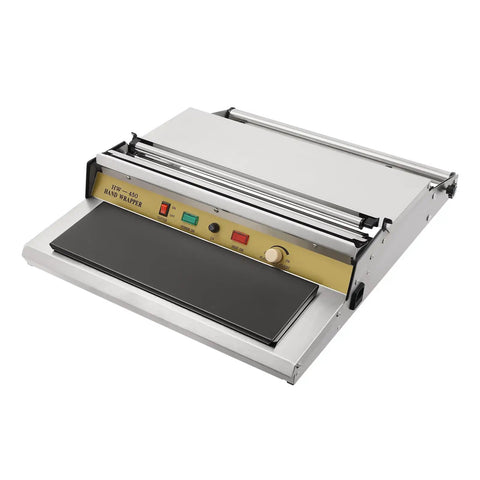 Rock Solid No Sweat Hand Cling Wrap Sealer And 18 Inch Food Packaging Machine with control panel and wrap area