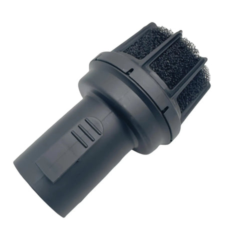 Two And A Half Inch Muffler Diffuser Wet Dry Vac Attachment showing front angle with visible locking tabs and mesh design