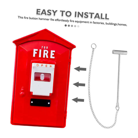Emergency Stainless Steel Fire Alarm Button Hammer For Industrial Use with red call point and chain tool for safety.