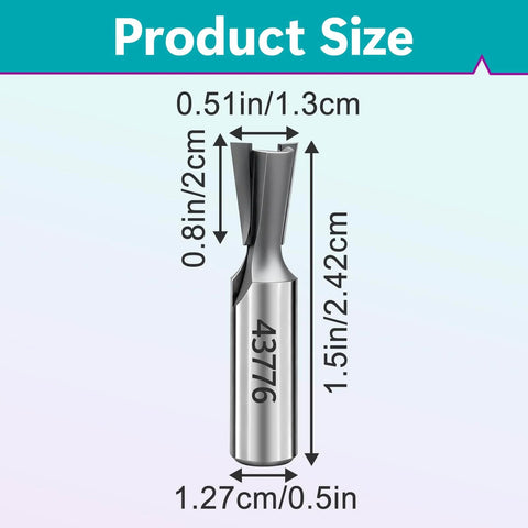 Front view of Two Pack 43776PC 7 Deg 17/32 Inch Carbide Tipped Dovetail Router Bit with dimensional measurements