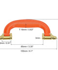 Orange Luggage Pull Handle Replacement 155mm 6.1 Inch Plastic Case Handle with screws, dimensions shown, for suitcase and toolbox