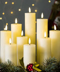Ivory Flameless Pillar Candles Set of 9 With Remote Control Real Wax Look Tall Flickering LED Flames 3D Flicker Battery Powered Cozy Vibes