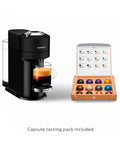 Vertuo Next Deluxe Coffee And Espresso Maker With Aeroccino Milk Frother, coffee shot and capsule pack