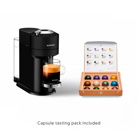 Vertuo Next Deluxe Coffee And Espresso Maker With Aeroccino Milk Frother, coffee shot and capsule pack