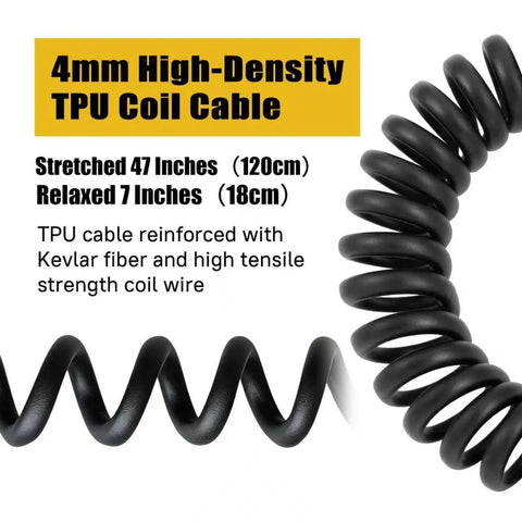 4mm high-density TPU coil cable for Workhorse Walkie Talkie Speaker Microphone with 3.5mm audio jack for Hytera radios.