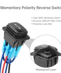 Momentary Polarity Reverse Switch with waterproof design and DPDT structure for reliable control in DIY projects.